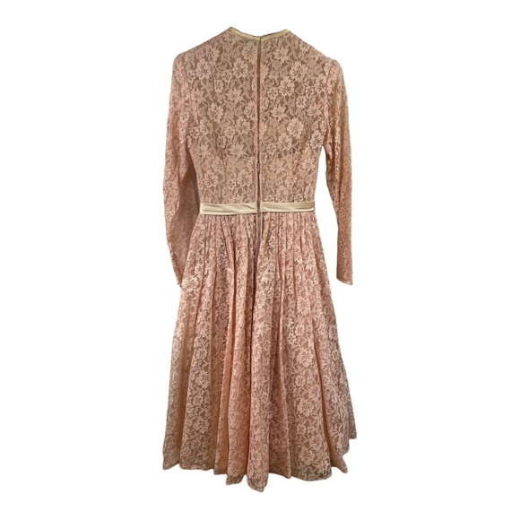 Vintage 50's Small Pink Lace Full Sweep Hollywood Maisel Style‎ Cocktail Dress - Picture 2 of 14
